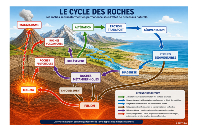 Le cycle des roches - schéma légendé